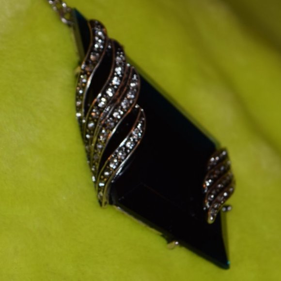 Gorgeous Azure Blue Pavé & Crystal Rhodium Plated Statement Necklace Rtl $187 - Picture 10 of 12